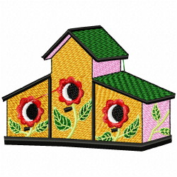 Bird Houses Embroidery Design 11 Bird Houses Embroidery Design 11